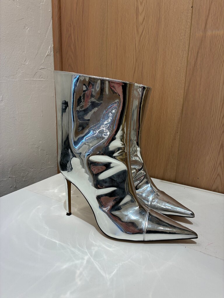 Alexandre Vauthier Metallic Pointed Toe Ankle Boots Size 39