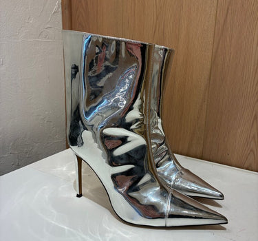 Alexandre Vauthier Metallic Pointed Toe Ankle Boots Size 39