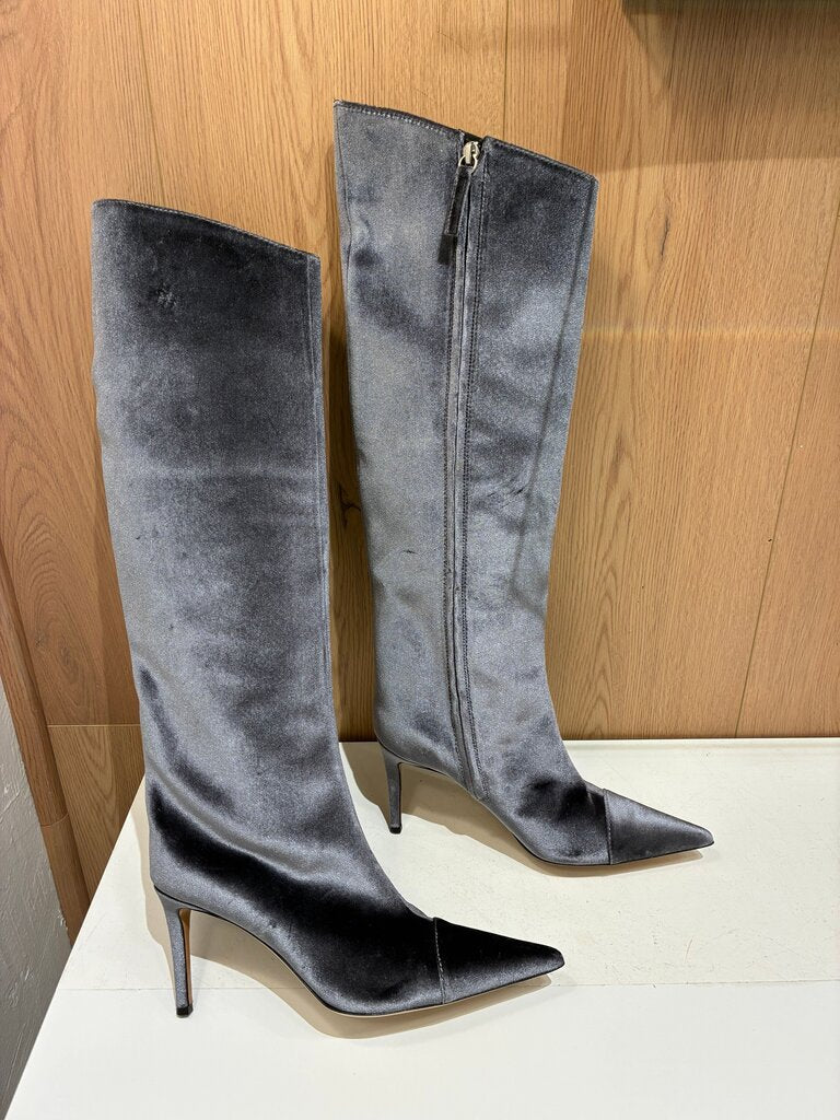 Alexandre Vauthier Velvet Knee High Pointed Toe Boots Size 38