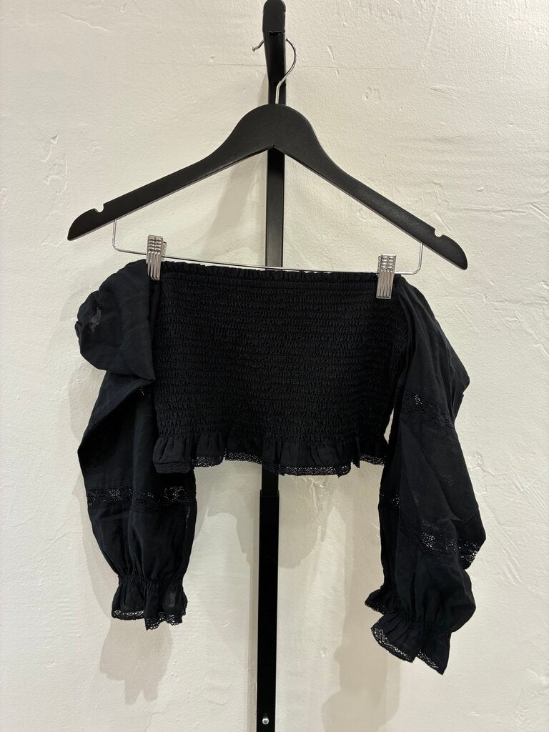 Wilfred Black Cropped Off-Shoulder Top sz S