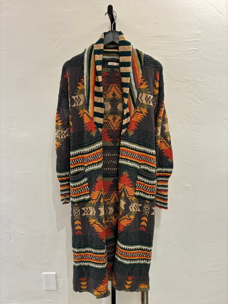 Faherty Eclectic Patterned Long Cardigan sz XS