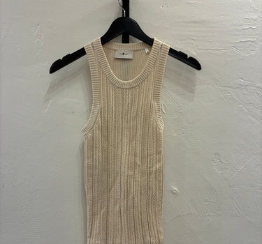 7 For All Mankind Beige Ribbed Knit Top Size S