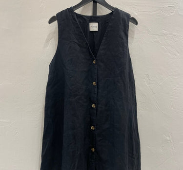 POSSE Nancy Black Linen Button-Up Dress Size XL