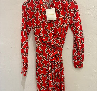 Diane von Furstenberg Red Patterned Dress Size XXS