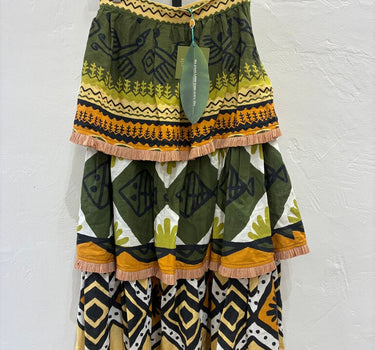 Farm Rio NWT Green Creation Layered Maxi Skirt Size XS
