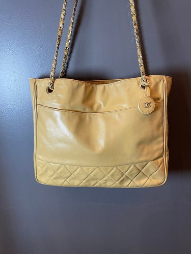 Chanel Tan Leather Quilted Shoulder Bag