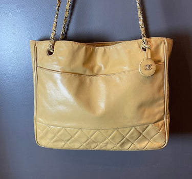 Chanel Tan Leather Quilted Shoulder Bag