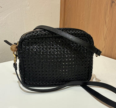 Clare V. Woven Leather Black Crossbody Bag