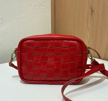 Madewell Red Woven Leather Crossbody Bag
