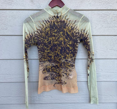 Givenchy Graphic Long Sleeve Top with Sheer Design -XS