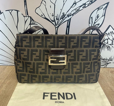 Fendi Baguette Signature Canvas Shoulder Bag