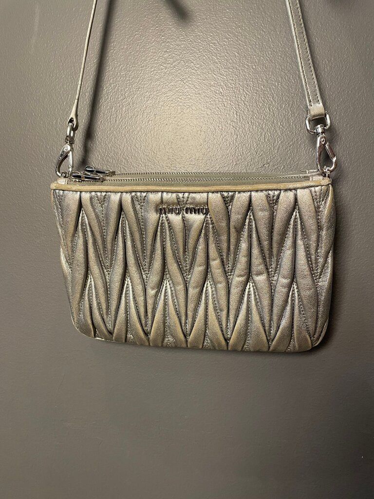 Miu Miu Metallic Pleated Handbag