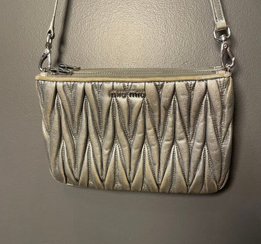 Miu Miu Metallic Pleated Handbag