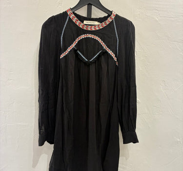 Isabel Marant Étoile Black Tunic with Embroidered Collar Size 36