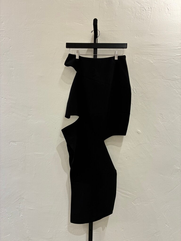 A.W.A.K.E. MODE Black Asymmetrical Skirt- 38