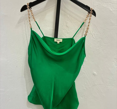 L'AGENCE Green Spaghetti Strap Top- M