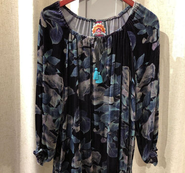 Johnny Was Velvet Floral Off-Shoulder Top Size Large