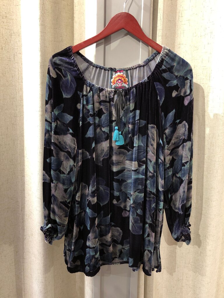 Johnny Was Velvet Floral Off-Shoulder Top Size Large