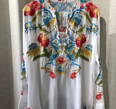 Johnny Was Floral Embroidered Blouse Size Large