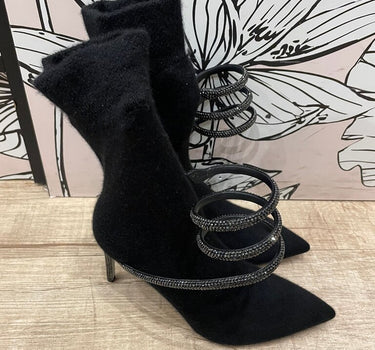 Rene Caovilla Cleo Crystal Black Bootie sz 38