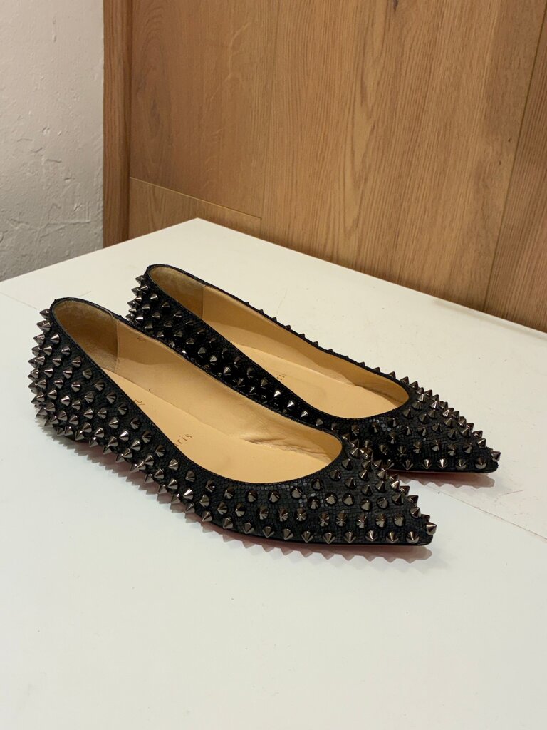 Christian Louboutin Black Spiked Flats Size 35.5