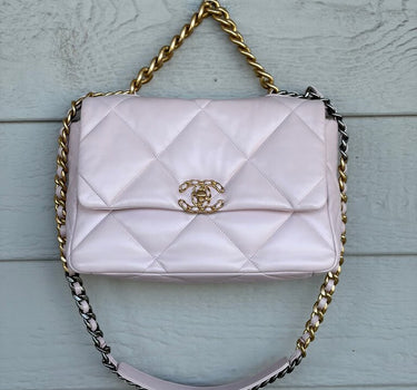Chanel 19 Large Pink Quilted Leather Flap Bag