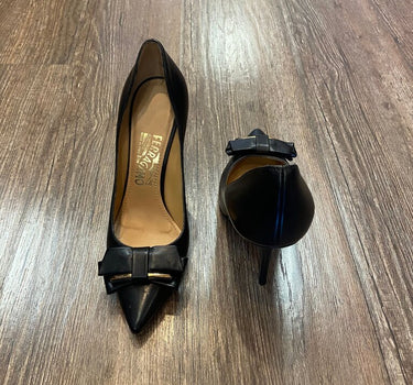 Salvatore Ferragamo Black High Heels with Bow Detail -7