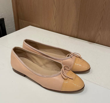 Chanel Ballet Flats with Patent Cap Toe Size 37.5