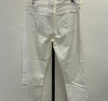 7 For All Mankind Straight Leg Distressed White Jeans sz 32