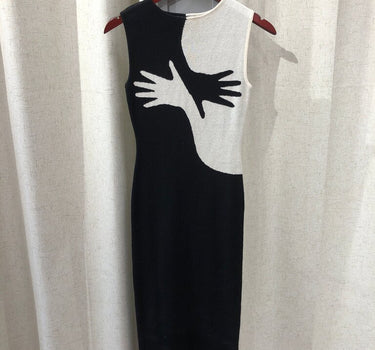 Another Girl Black and White Graphic Knit Dress Size XS