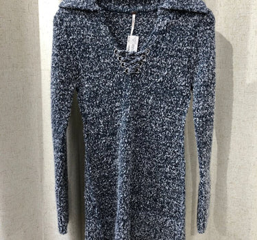 Free People Long Sleeve Knit Sweater Dress with Lace-Up Detail Size XS