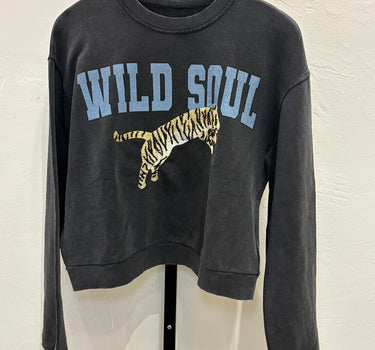 Maje Wild Soul Cropped Grey Pullover sz M