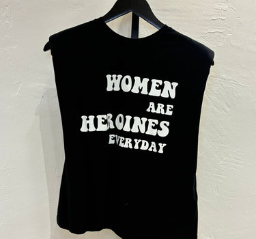 Women Are Heroines Everyday Black Muscle Tee sz 1