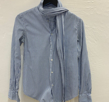 Ralph Lauren Sport Striped Blouse w/ Neck Tie Sz 6