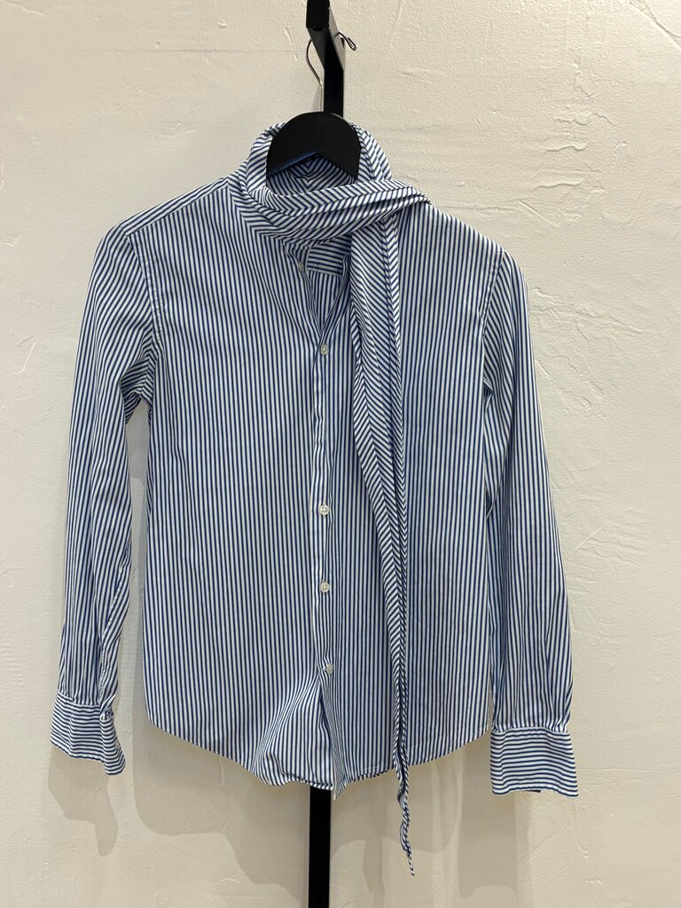 Ralph Lauren Sport Striped Blouse w/ Neck Tie Sz 6