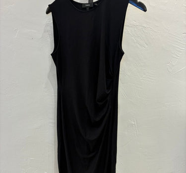Theory Black Sleeveless Maxi Dress w/ Ruched Detail sz L