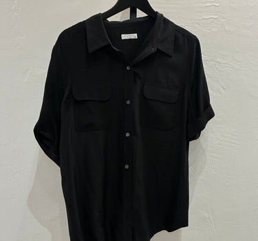 Equipment Silk Black Short Sleeve Shirt Size XL