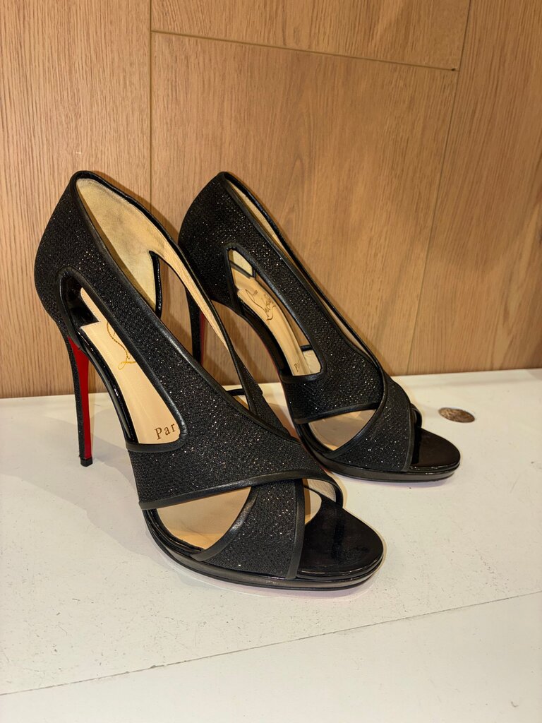 Christian Louboutin Black Glitter High Heels Size 38