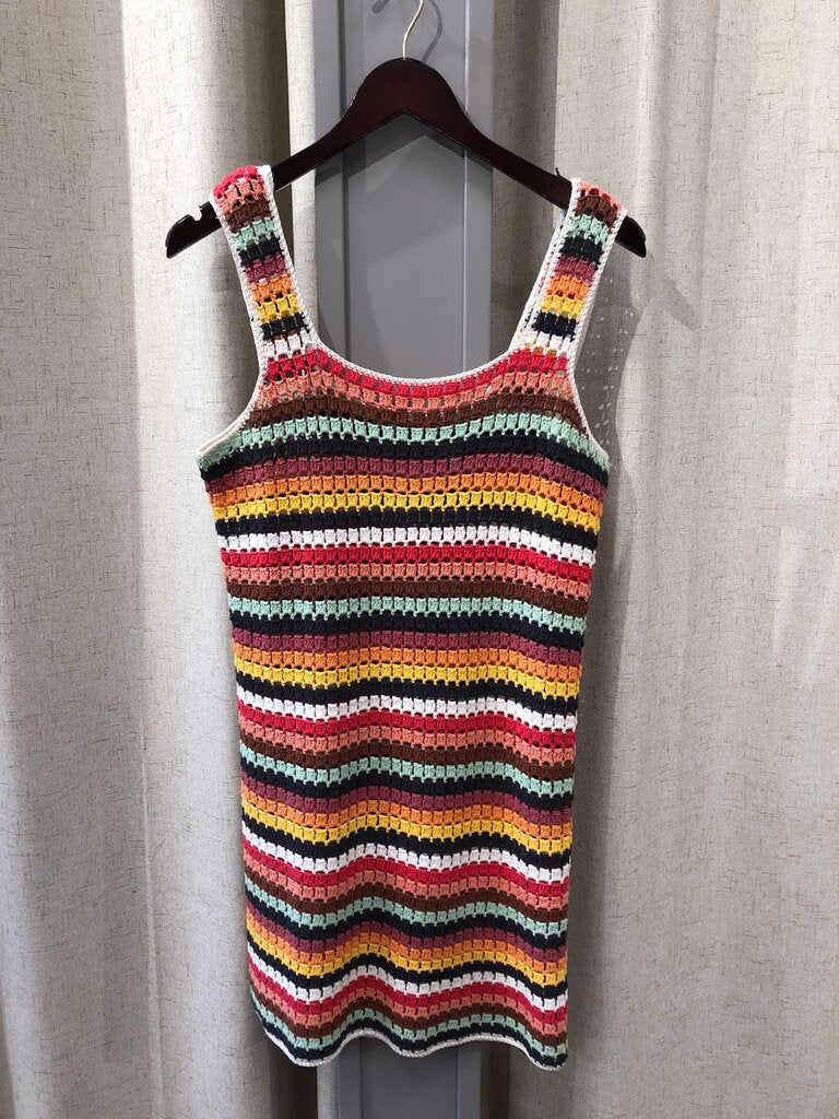 Marine Layer Colorful Crochet Tank Dress Size Medium
