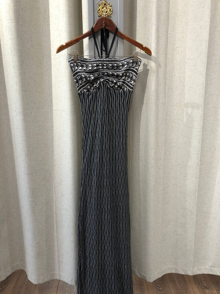 Hale Bob Striped Maxi Dress with Halter Neck Size XS