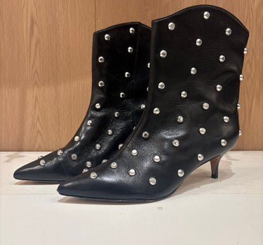 Schutz Black Ankle Boots with Studded Detail - 8
