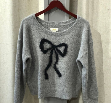 Maeve by Anthropologie Gray Sweater with Bow Design size M