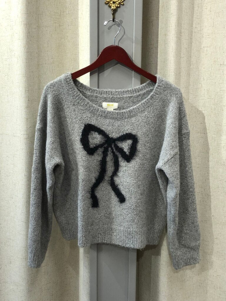 Maeve by Anthropologie Gray Sweater with Bow Design size M