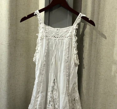 Anthropologie Lace Trimmed White Top size M