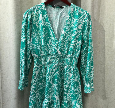 Zara Green Patterned Dress size S