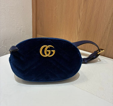 Gucci Navy Velvet Crossbody Bag As-Is