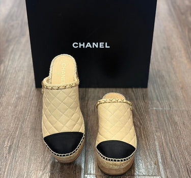 Chanel Quilted Leather Clogs Size 37