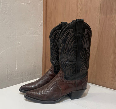 Justin Vintage Two-Tone Lizard Cowboy Boots Size 6.5