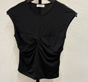 Sandro Black Top Sleeveless w/ Ruched Front sz S?