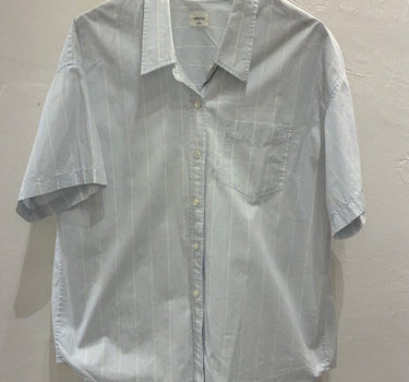 Wilfred Free Light Blue Striped Short Sleeve Top sz M